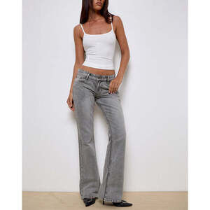 Motel Rocks Rigid Low Rise Flare Jeans in Grey Wash Size W28 L30W28 L30